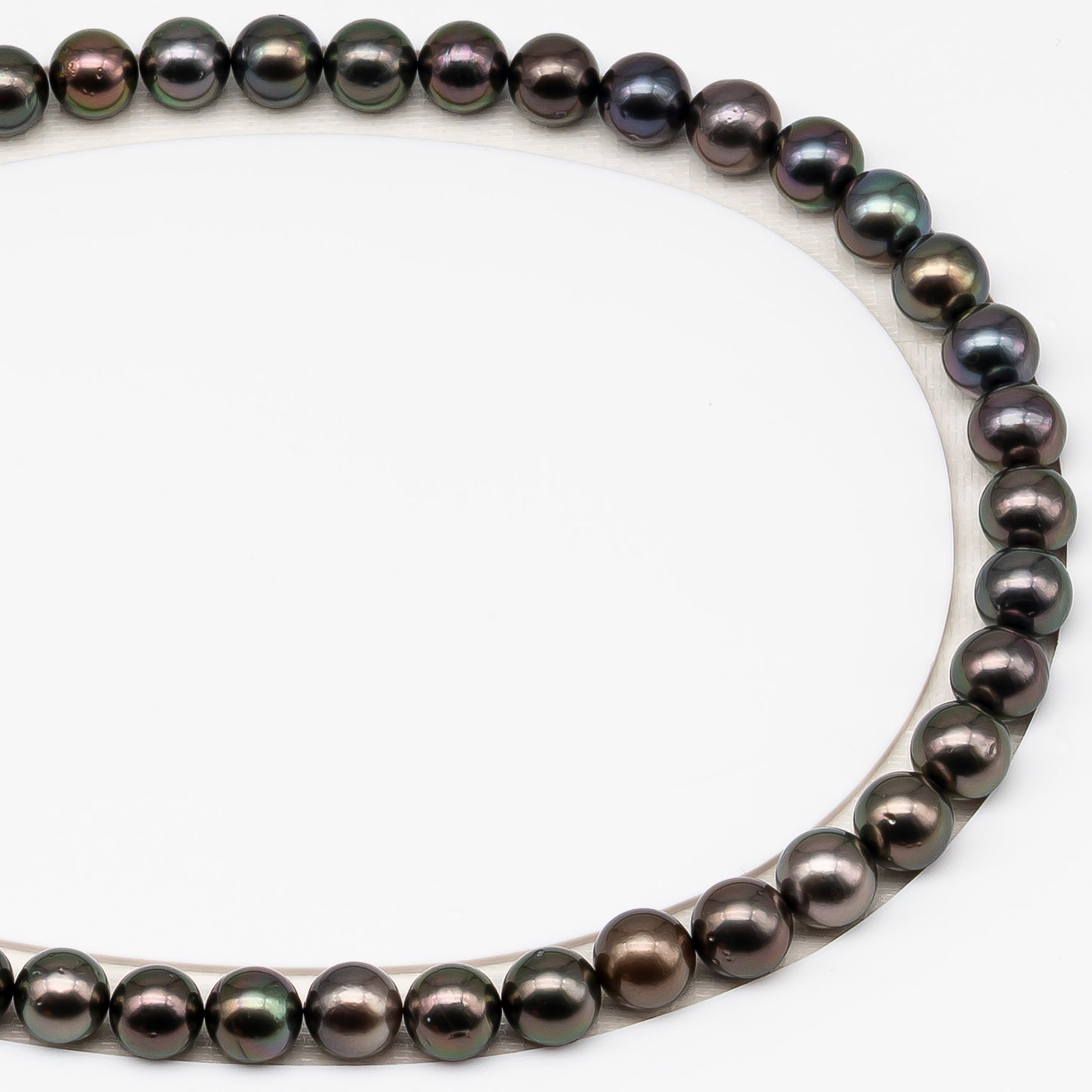 9-10mm Tahitian Pearl in Full Strand (No Hole) with Natural Color and High Luster, Temporarily Strung Pearl for Jewelry Making, SKU # 3384TH