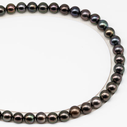 9-10mm Tahitian Pearl in Full Strand (No Hole) with Natural Color and High Luster, Temporarily Strung Pearl for Jewelry Making, SKU # 3384TH