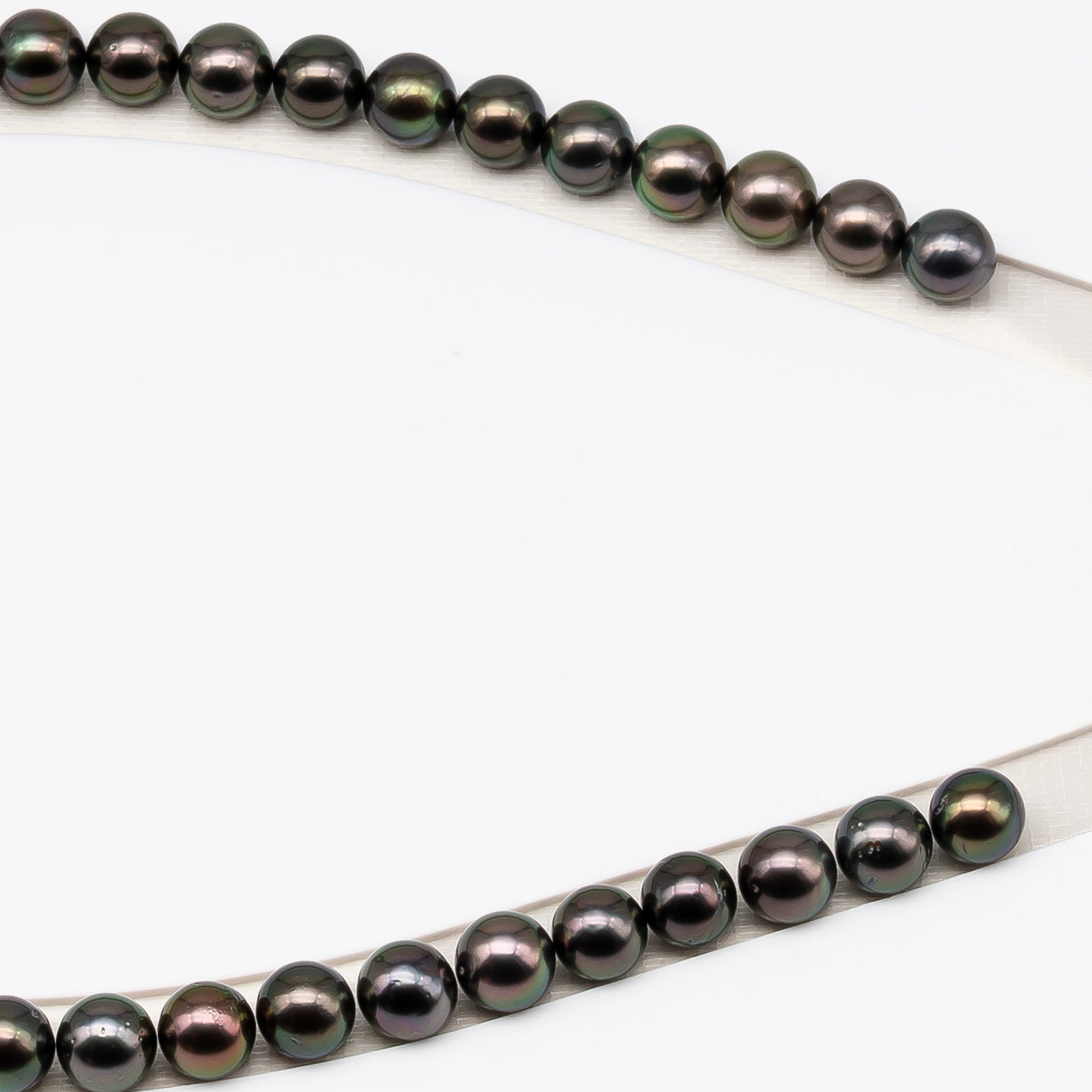 9-10mm Tahitian Pearl in Full Strand (No Hole) with Natural Color and High Luster, Temporarily Strung Pearl for Jewelry Making, SKU # 3384TH