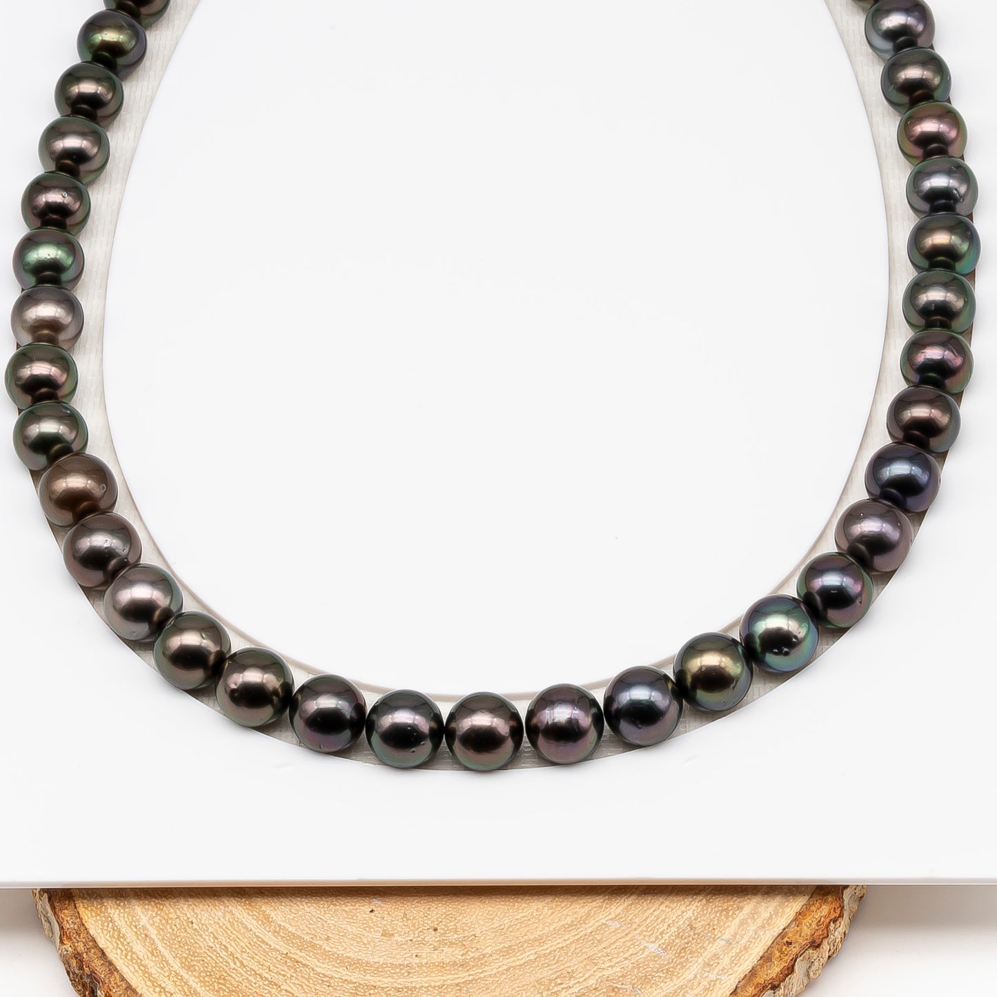 9-10mm Tahitian Pearl in Full Strand (No Hole) with Natural Color and High Luster, Temporarily Strung Pearl for Jewelry Making, SKU # 3384TH