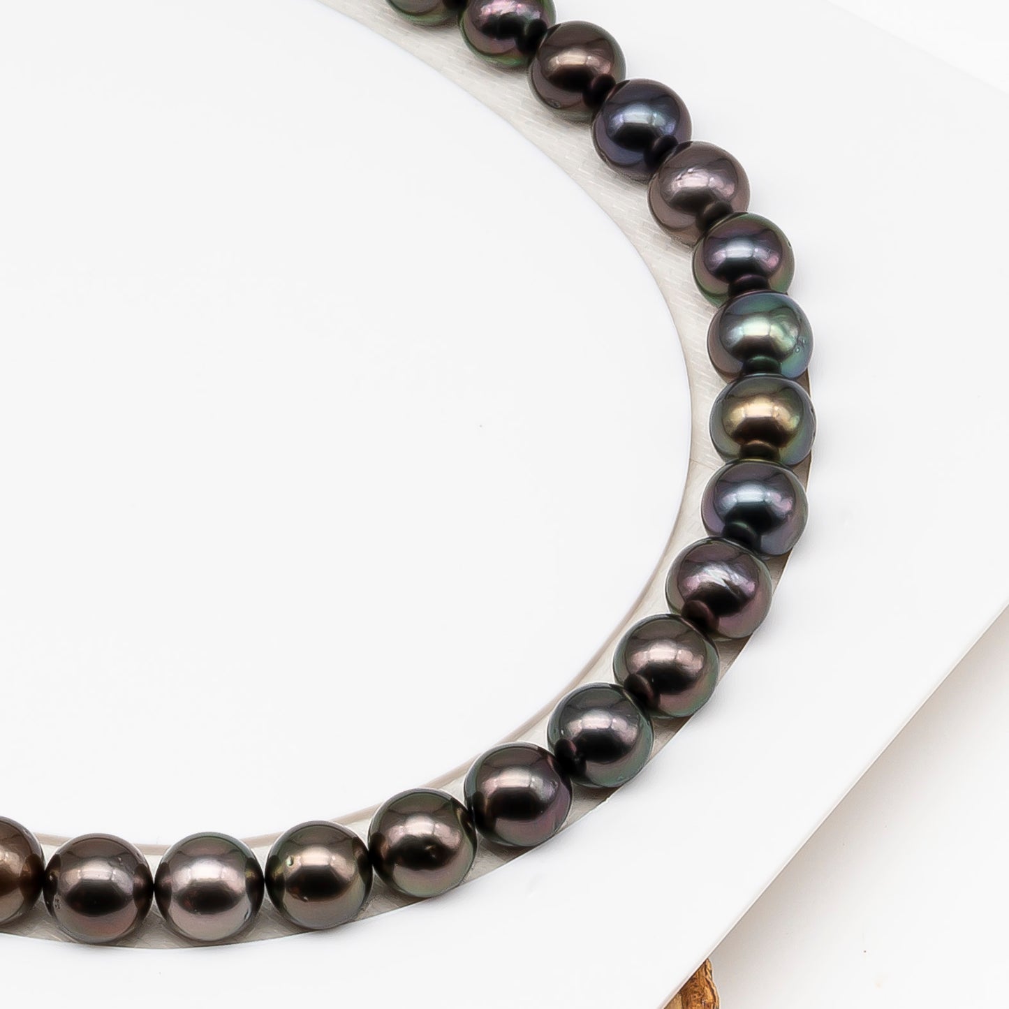 9-10mm Tahitian Pearl in Full Strand (No Hole) with Natural Color and High Luster, Temporarily Strung Pearl for Jewelry Making, SKU # 3384TH
