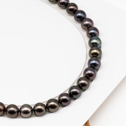 9-10mm Tahitian Pearl in Full Strand (No Hole) with Natural Color and High Luster, Temporarily Strung Pearl for Jewelry Making, SKU # 3384TH