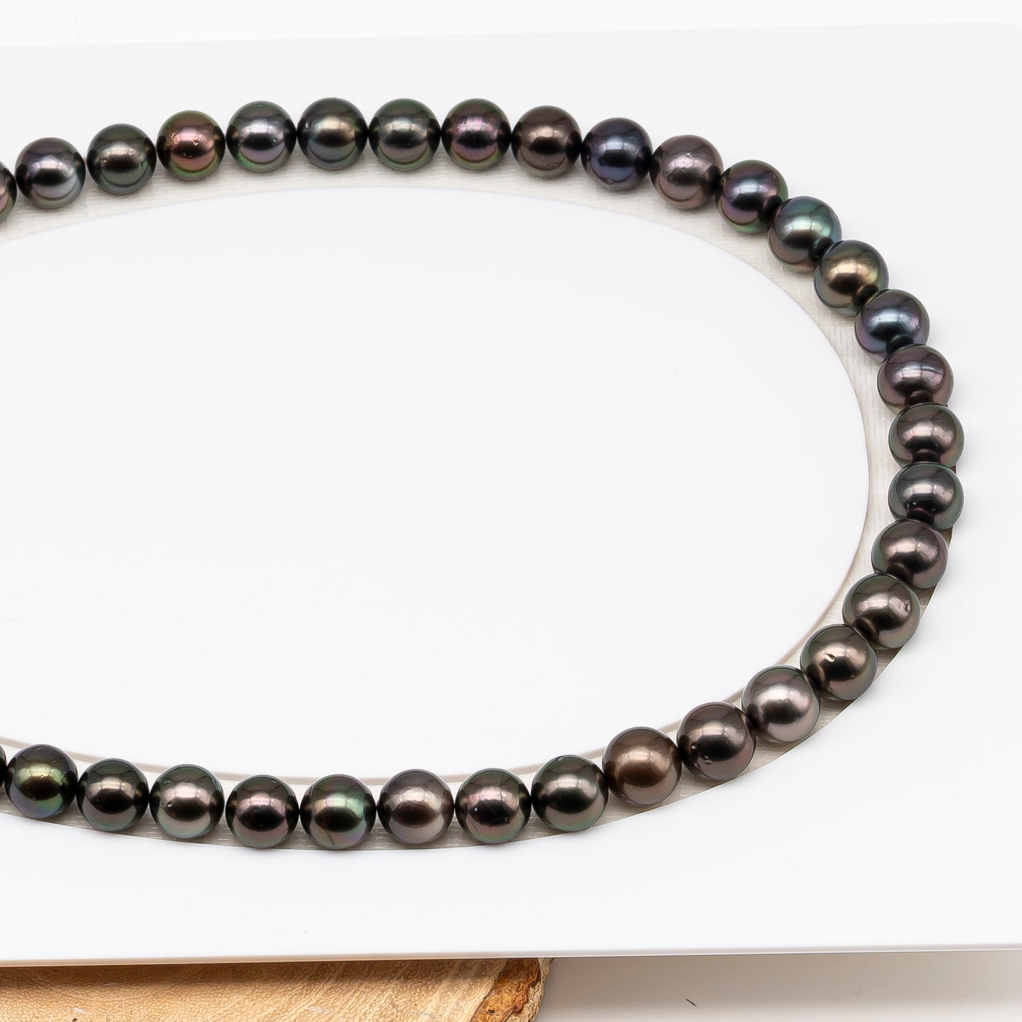 9-10mm Tahitian Pearl in Full Strand (No Hole) with Natural Color and High Luster, Temporarily Strung Pearl for Jewelry Making, SKU # 3384TH