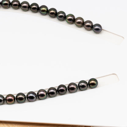 9-10mm Tahitian Pearl in Full Strand (No Hole) with Natural Color and High Luster, Temporarily Strung Pearl for Jewelry Making, SKU # 3384TH