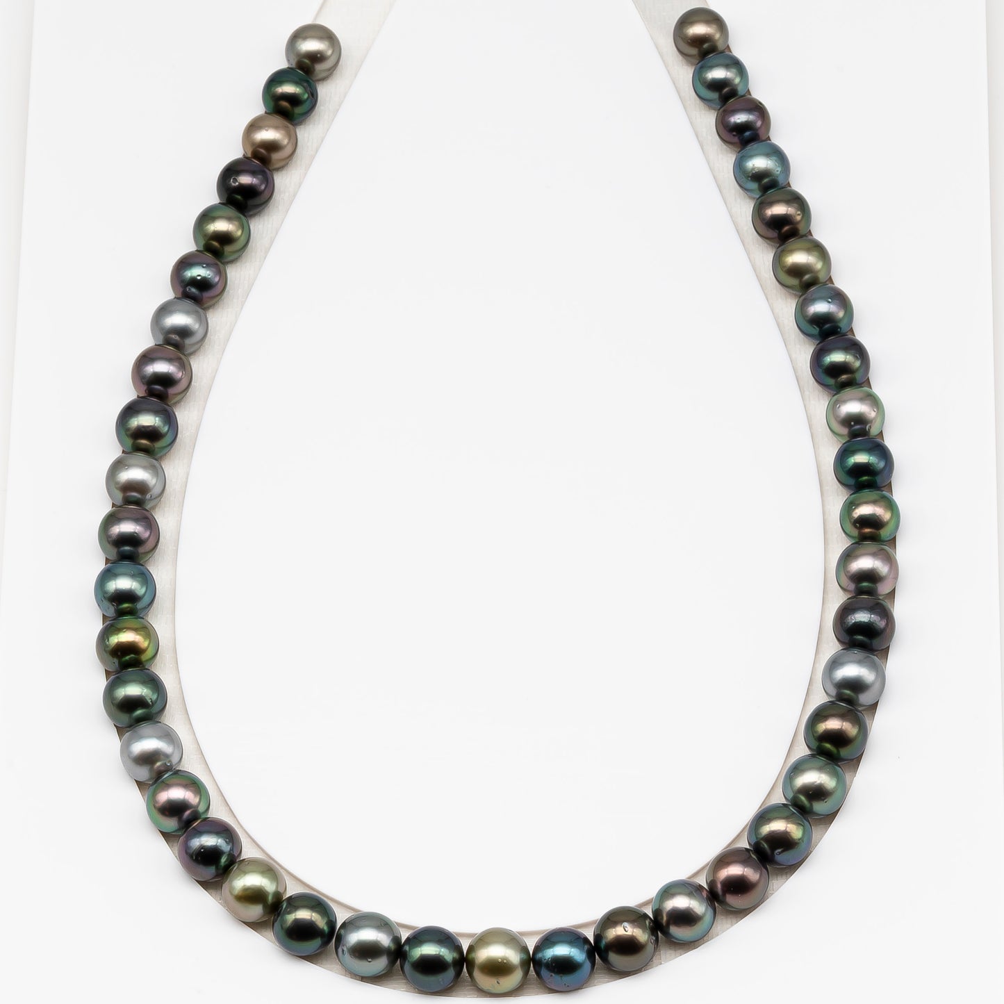 9-10mm Tahitian Pearl in Full Strand (No Hole) with Natural Color and High Luster, Temporarily Strung Pearl for Jewelry Making, SKU # 3385TH