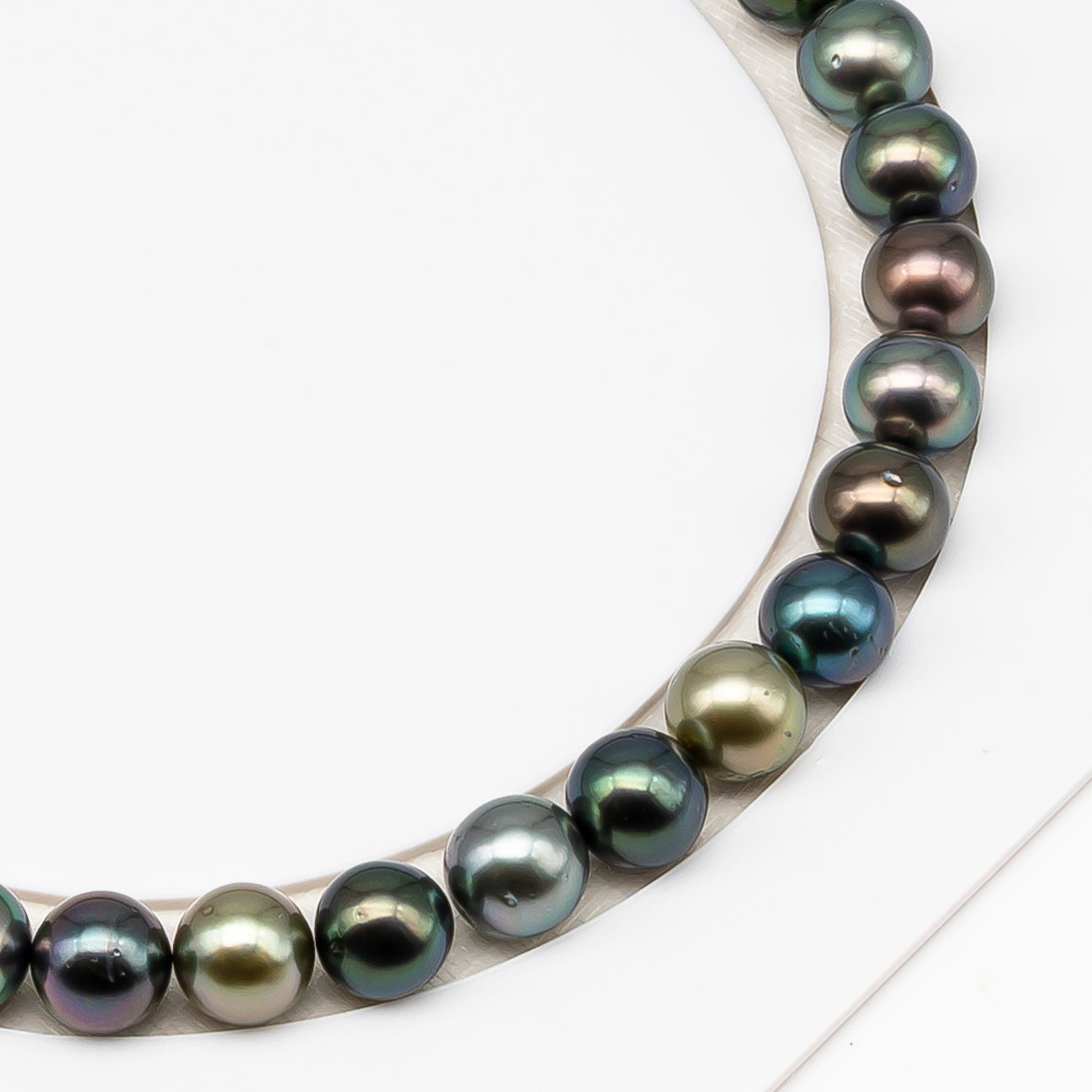 9-10mm Tahitian Pearl in Full Strand (No Hole) with Natural Color and High Luster, Temporarily Strung Pearl for Jewelry Making, SKU # 3385TH