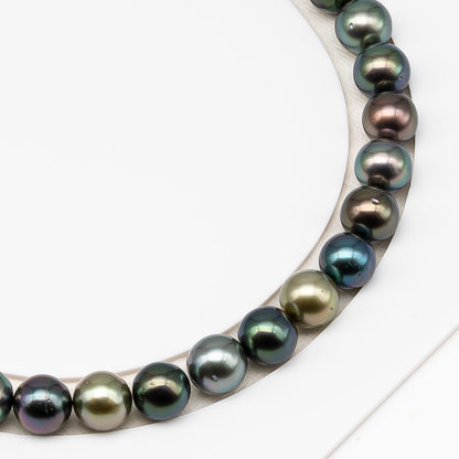 9-10mm Tahitian Pearl in Full Strand (No Hole) with Natural Color and High Luster, Temporarily Strung Pearl for Jewelry Making, SKU # 3385TH