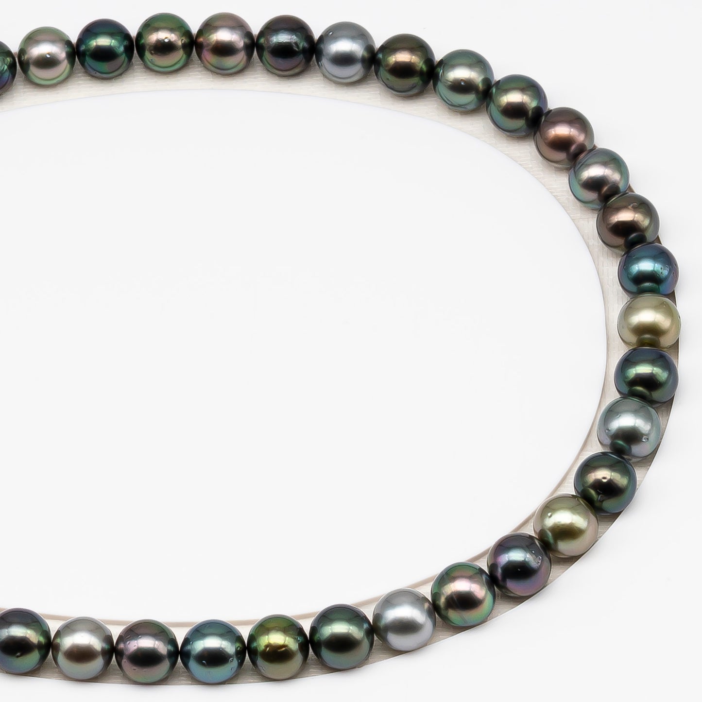 9-10mm Tahitian Pearl in Full Strand (No Hole) with Natural Color and High Luster, Temporarily Strung Pearl for Jewelry Making, SKU # 3385TH