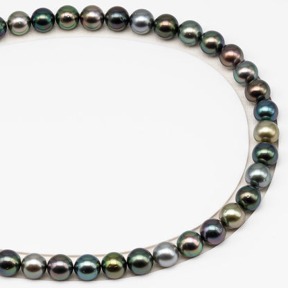 9-10mm Tahitian Pearl in Full Strand (No Hole) with Natural Color and High Luster, Temporarily Strung Pearl for Jewelry Making, SKU # 3385TH