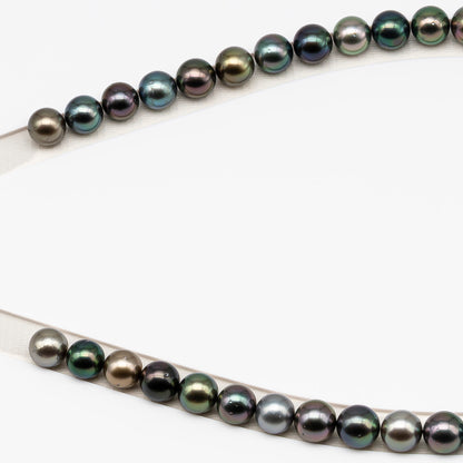 9-10mm Tahitian Pearl in Full Strand (No Hole) with Natural Color and High Luster, Temporarily Strung Pearl for Jewelry Making, SKU # 3385TH