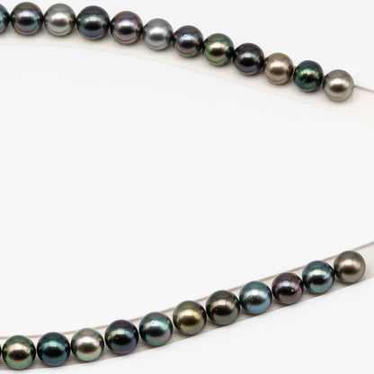 9-10mm Tahitian Pearl in Full Strand (No Hole) with Natural Color and High Luster, Temporarily Strung Pearl for Jewelry Making, SKU # 3385TH