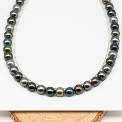 9-10mm Tahitian Pearl in Full Strand (No Hole) with Natural Color and High Luster, Temporarily Strung Pearl for Jewelry Making, SKU # 3385TH