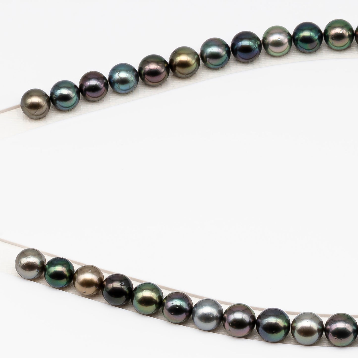 9-10mm Tahitian Pearl in Full Strand (No Hole) with Natural Color and High Luster, Temporarily Strung Pearl for Jewelry Making, SKU # 3385TH