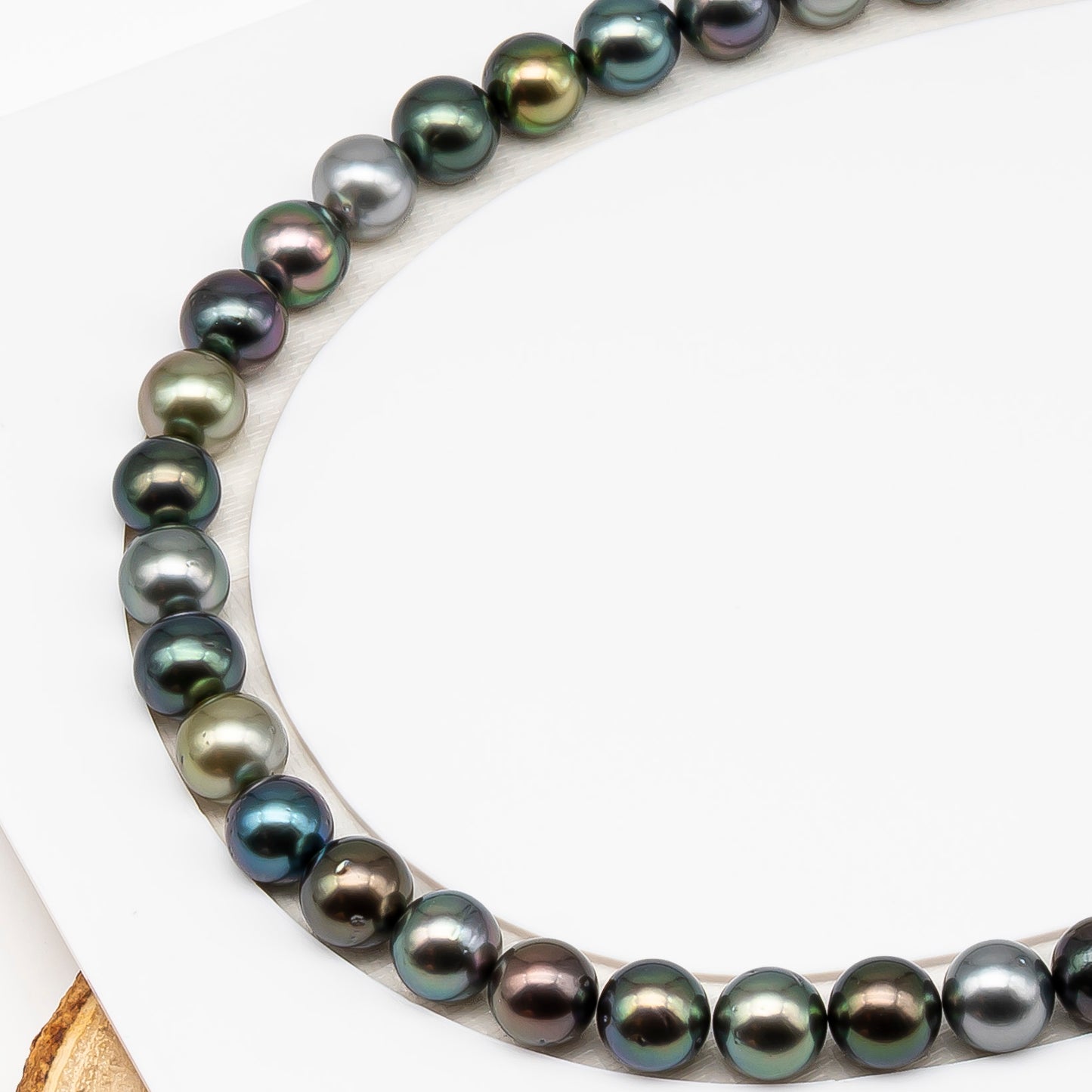 9-10mm Tahitian Pearl in Full Strand (No Hole) with Natural Color and High Luster, Temporarily Strung Pearl for Jewelry Making, SKU # 3385TH