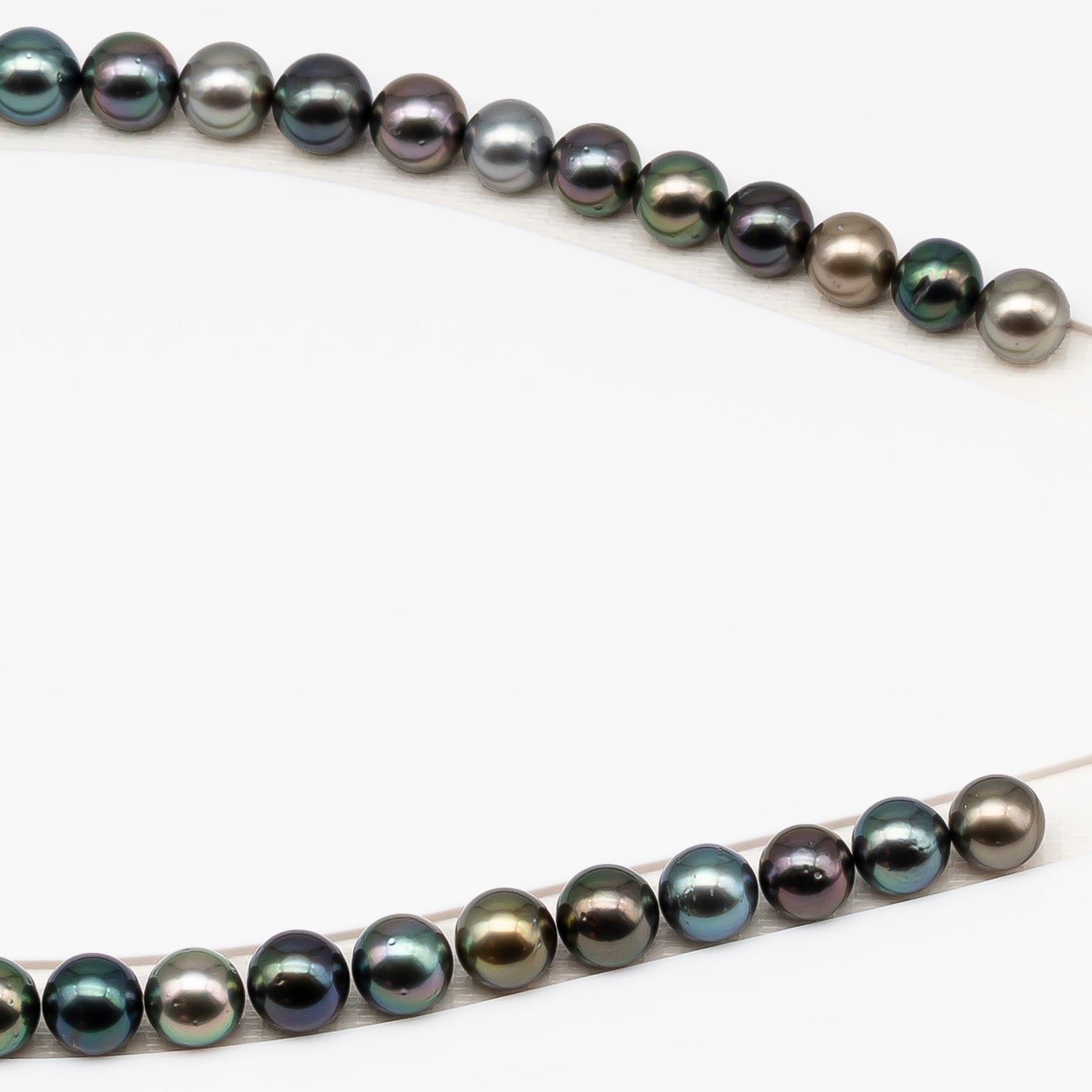 9-10mm Tahitian Pearl in Full Strand (No Hole) with Natural Color and High Luster, Temporarily Strung Pearl for Jewelry Making, SKU # 3385TH