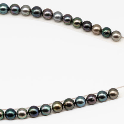 9-10mm Tahitian Pearl in Full Strand (No Hole) with Natural Color and High Luster, Temporarily Strung Pearl for Jewelry Making, SKU # 3385TH
