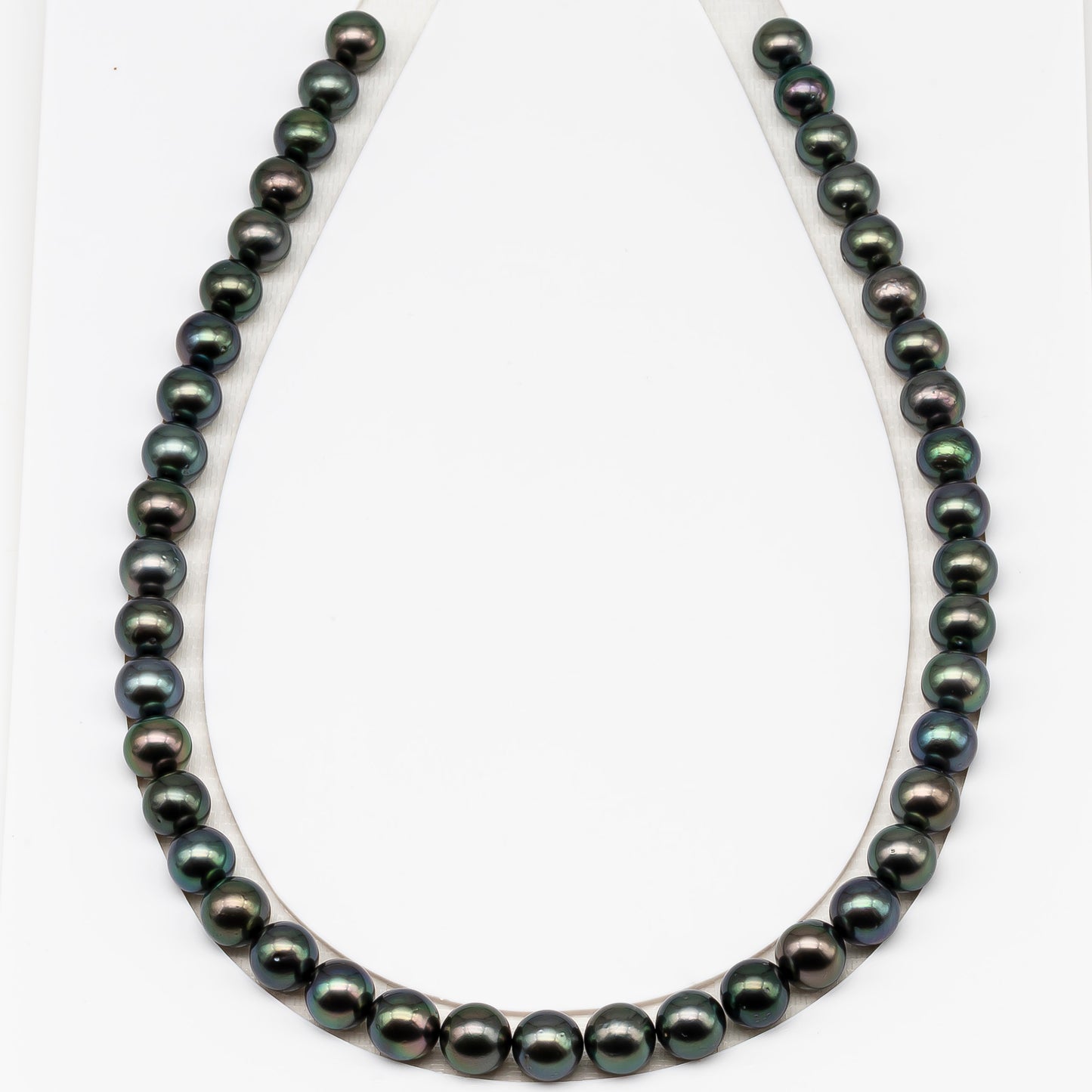 9-10mm Tahitian Pearl in Full Strand (No Hole) with Natural Color and High Luster, Temporarily Strung Pearl for Jewelry Making, SKU # 3386TH