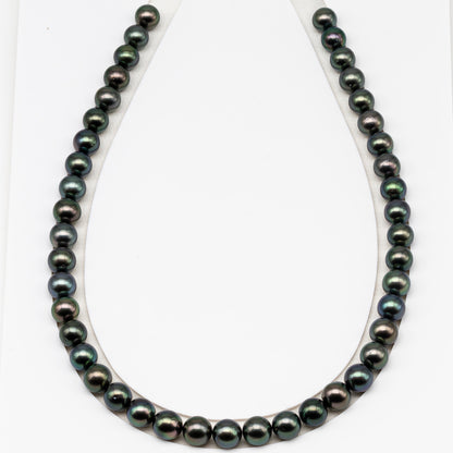 9-10mm Tahitian Pearl in Full Strand (No Hole) with Natural Color and High Luster, Temporarily Strung Pearl for Jewelry Making, SKU # 3386TH