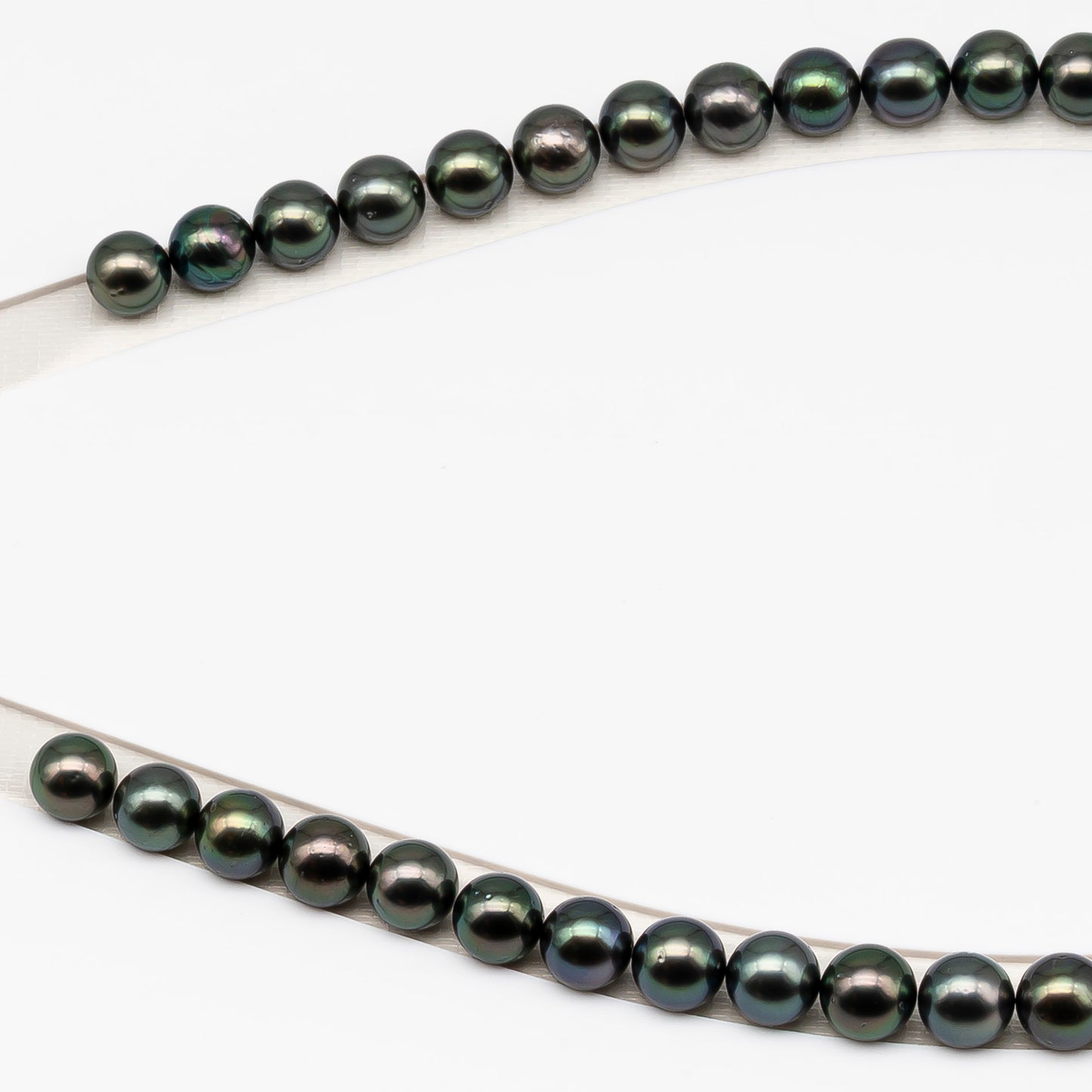 9-10mm Tahitian Pearl in Full Strand (No Hole) with Natural Color and High Luster, Temporarily Strung Pearl for Jewelry Making, SKU # 3386TH