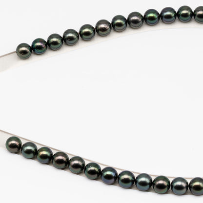 9-10mm Tahitian Pearl in Full Strand (No Hole) with Natural Color and High Luster, Temporarily Strung Pearl for Jewelry Making, SKU # 3386TH
