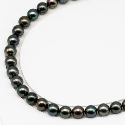 9-10mm Tahitian Pearl in Full Strand (No Hole) with Natural Color and High Luster, Temporarily Strung Pearl for Jewelry Making, SKU # 3386TH