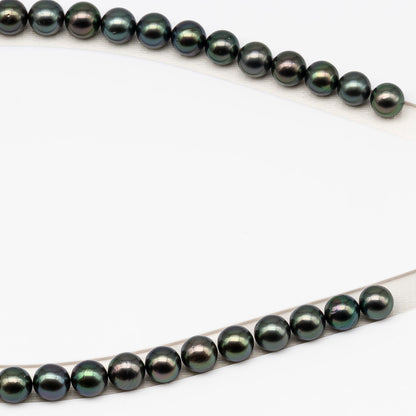 9-10mm Tahitian Pearl in Full Strand (No Hole) with Natural Color and High Luster, Temporarily Strung Pearl for Jewelry Making, SKU # 3386TH