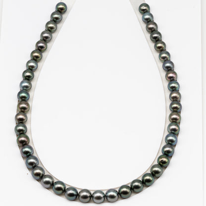 9-10mm Tahitian Pearl in Full Strand (No Hole) with Natural Color and High Luster, Temporarily Strung Pearl for Jewelry Making, SKU # 3387TH