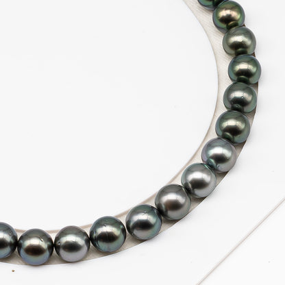 9-10mm Tahitian Pearl in Full Strand (No Hole) with Natural Color and High Luster, Temporarily Strung Pearl for Jewelry Making, SKU # 3387TH
