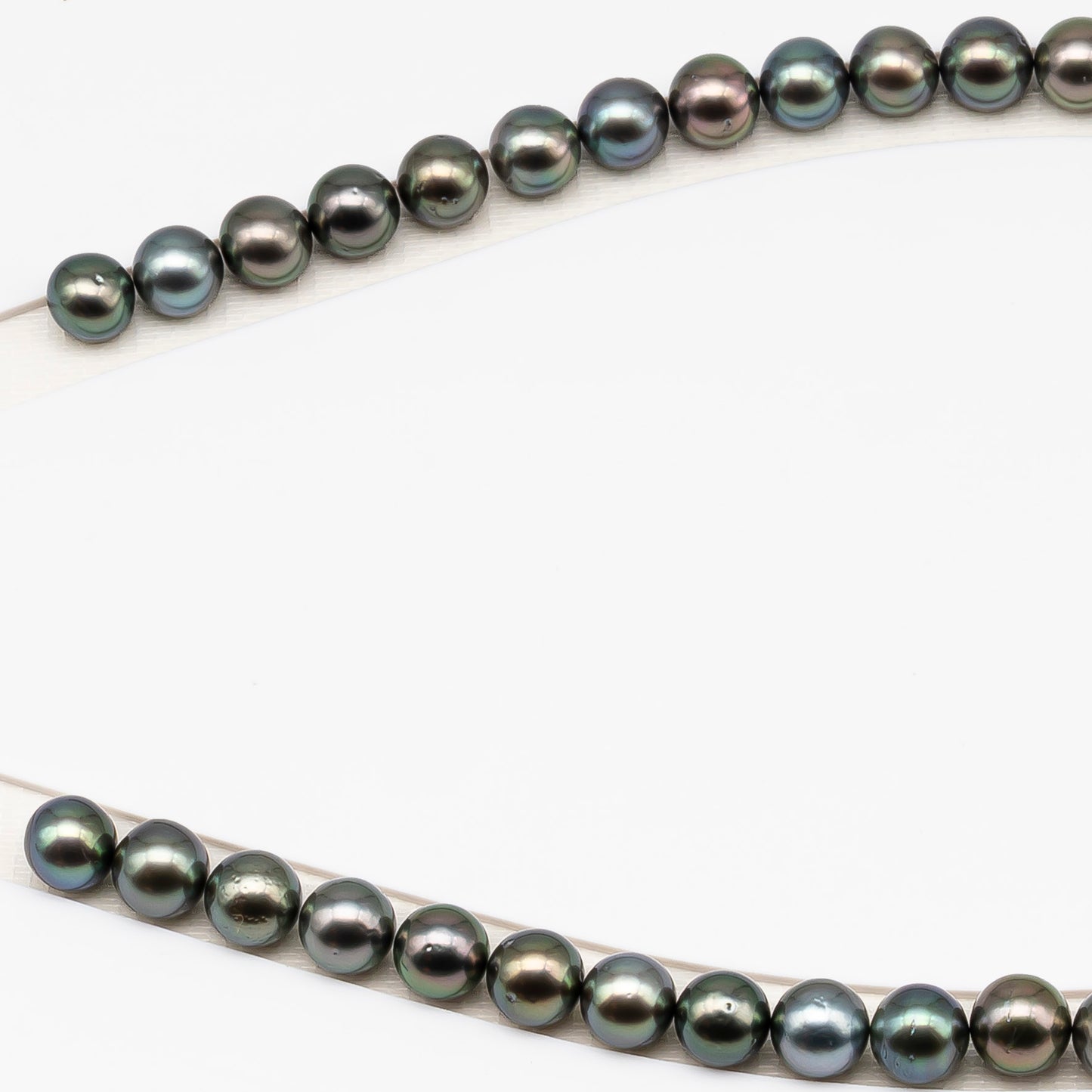 9-10mm Tahitian Pearl in Full Strand (No Hole) with Natural Color and High Luster, Temporarily Strung Pearl for Jewelry Making, SKU # 3387TH
