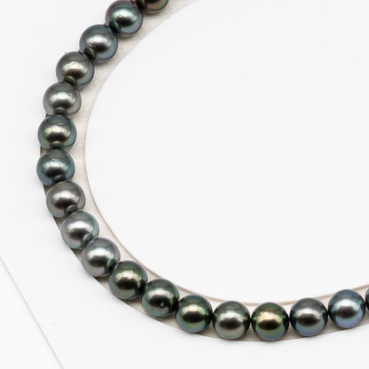 9-10mm Tahitian Pearl in Full Strand (No Hole) with Natural Color and High Luster, Temporarily Strung Pearl for Jewelry Making, SKU # 3387TH
