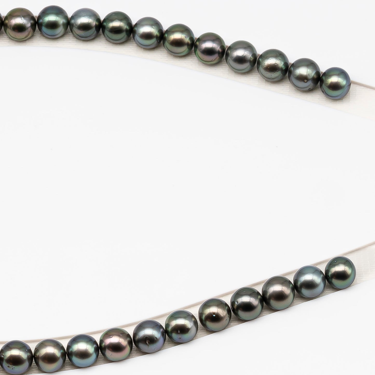 9-10mm Tahitian Pearl in Full Strand (No Hole) with Natural Color and High Luster, Temporarily Strung Pearl for Jewelry Making, SKU # 3387TH