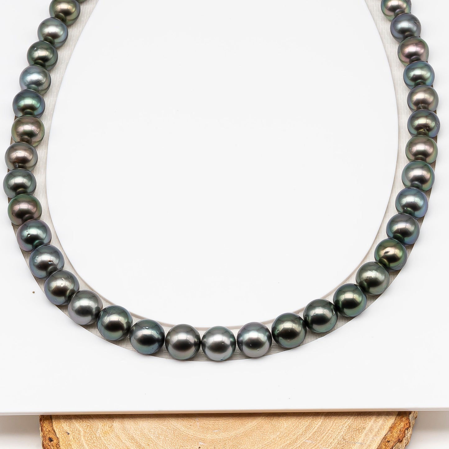 9-10mm Tahitian Pearl in Full Strand (No Hole) with Natural Color and High Luster, Temporarily Strung Pearl for Jewelry Making, SKU # 3387TH