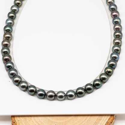 9-10mm Tahitian Pearl in Full Strand (No Hole) with Natural Color and High Luster, Temporarily Strung Pearl for Jewelry Making, SKU # 3387TH