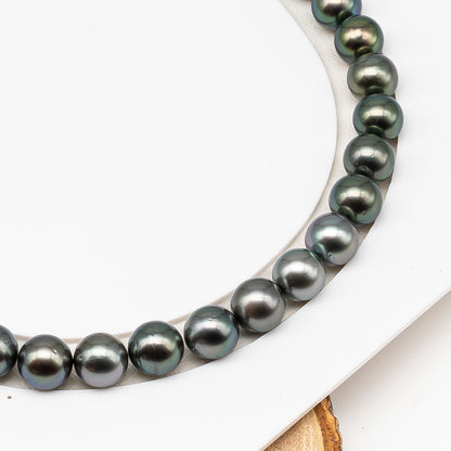 9-10mm Tahitian Pearl in Full Strand (No Hole) with Natural Color and High Luster, Temporarily Strung Pearl for Jewelry Making, SKU # 3387TH