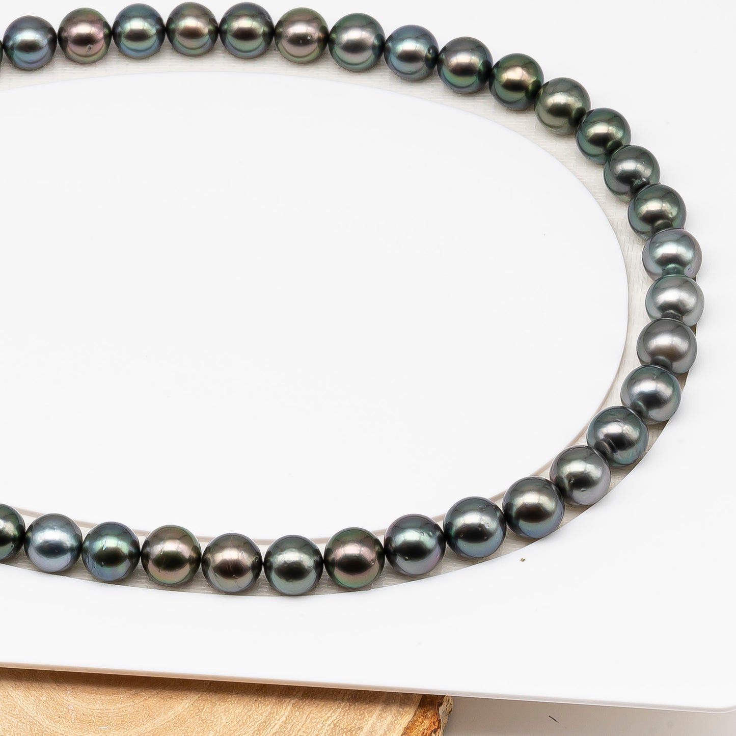 9-10mm Tahitian Pearl in Full Strand (No Hole) with Natural Color and High Luster, Temporarily Strung Pearl for Jewelry Making, SKU # 3387TH