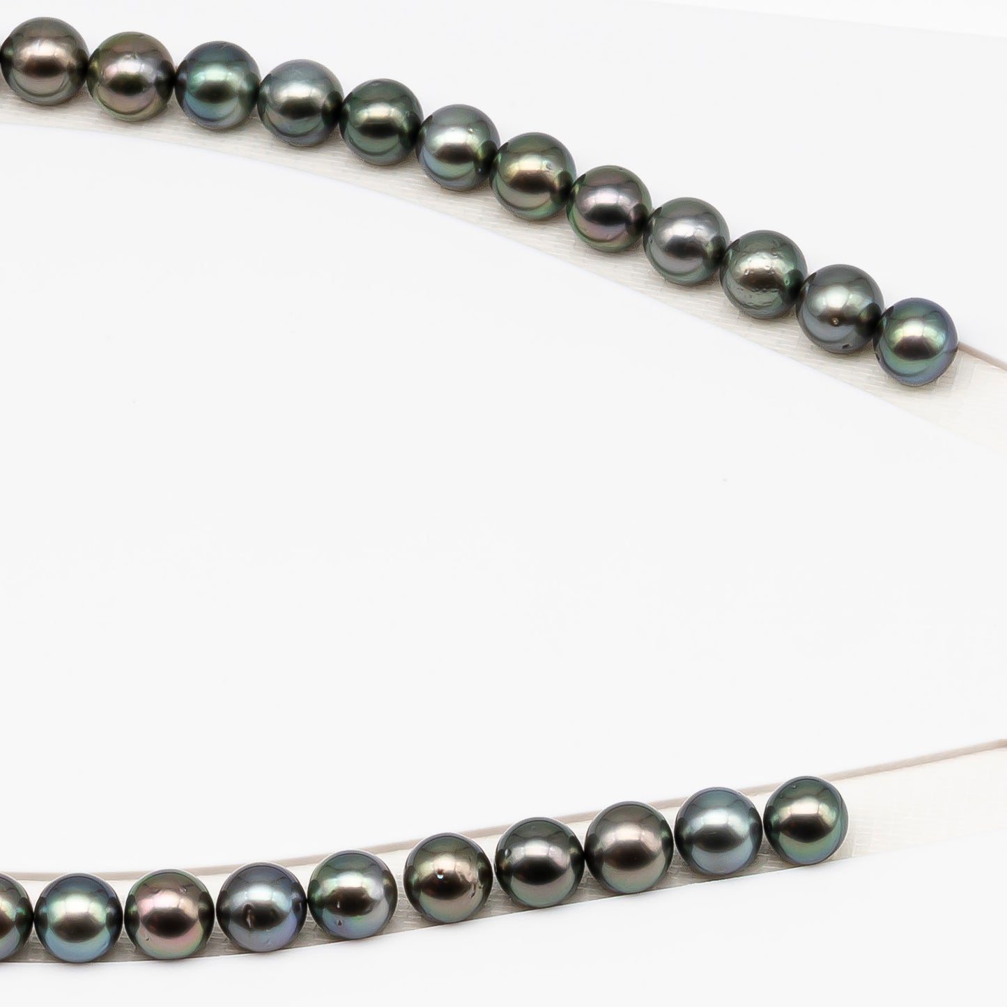 9-10mm Tahitian Pearl in Full Strand (No Hole) with Natural Color and High Luster, Temporarily Strung Pearl for Jewelry Making, SKU # 3387TH