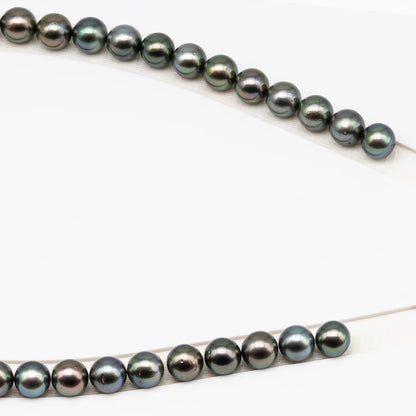 9-10mm Tahitian Pearl in Full Strand (No Hole) with Natural Color and High Luster, Temporarily Strung Pearl for Jewelry Making, SKU # 3387TH