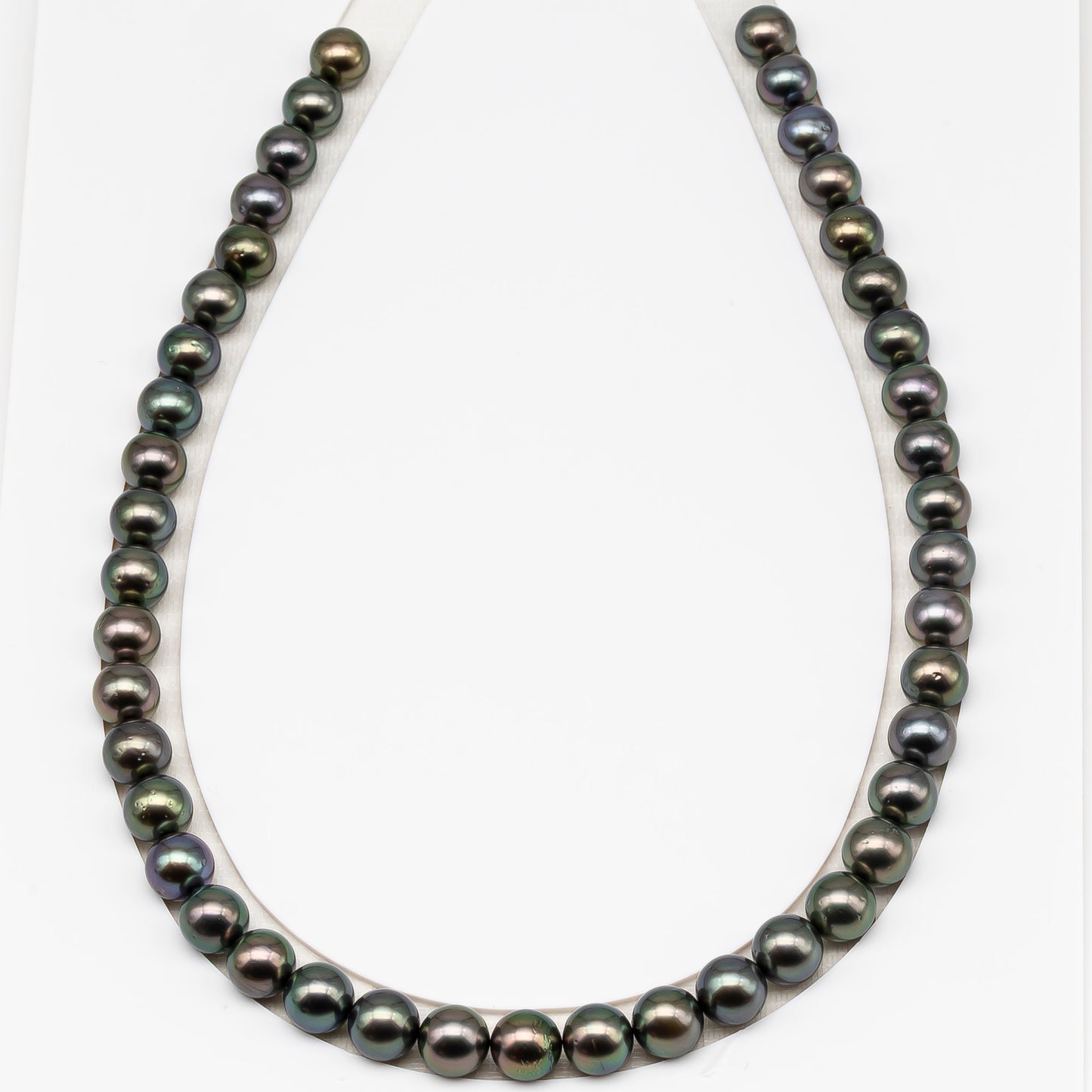 9-10mm Tahitian Pearl in Full Strand (No Hole) with Natural Color and High Luster, Temporarily Strung Pearl for Jewelry Making, SKU # 3388TH
