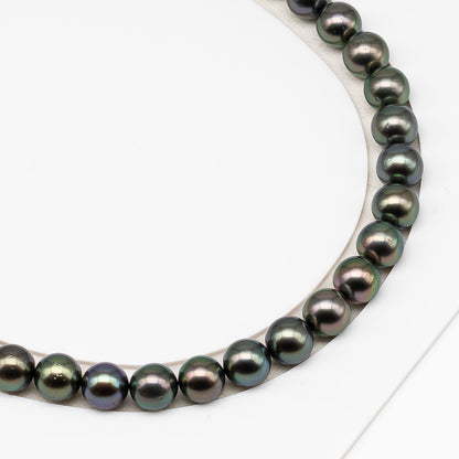 9-10mm Tahitian Pearl in Full Strand (No Hole) with Natural Color and High Luster, Temporarily Strung Pearl for Jewelry Making, SKU # 3388TH