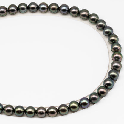 9-10mm Tahitian Pearl in Full Strand (No Hole) with Natural Color and High Luster, Temporarily Strung Pearl for Jewelry Making, SKU # 3388TH