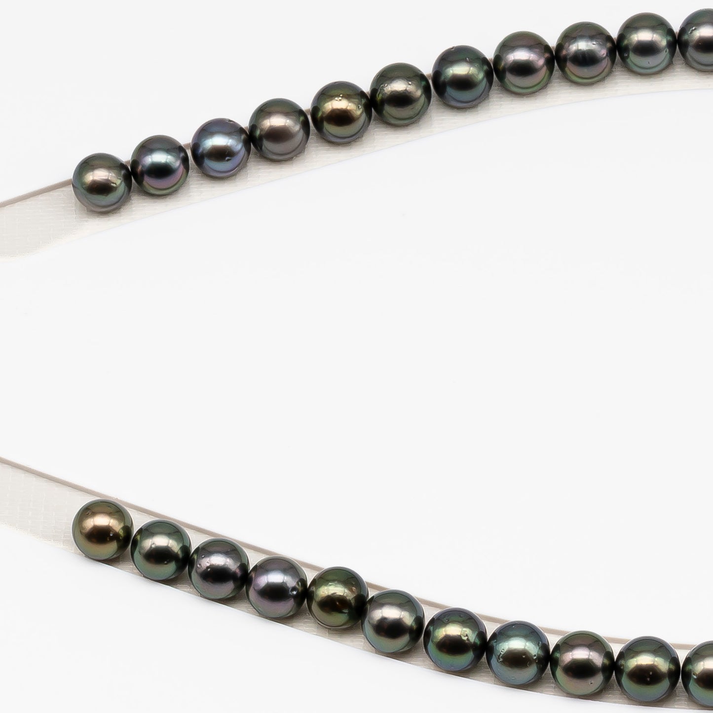 9-10mm Tahitian Pearl in Full Strand (No Hole) with Natural Color and High Luster, Temporarily Strung Pearl for Jewelry Making, SKU # 3388TH