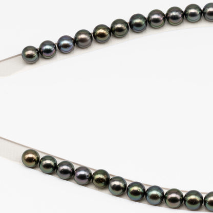 9-10mm Tahitian Pearl in Full Strand (No Hole) with Natural Color and High Luster, Temporarily Strung Pearl for Jewelry Making, SKU # 3388TH