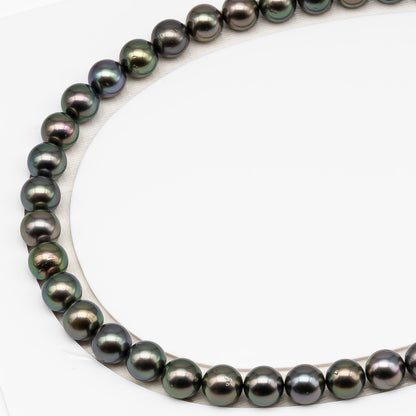 9-10mm Tahitian Pearl in Full Strand (No Hole) with Natural Color and High Luster, Temporarily Strung Pearl for Jewelry Making, SKU # 3388TH