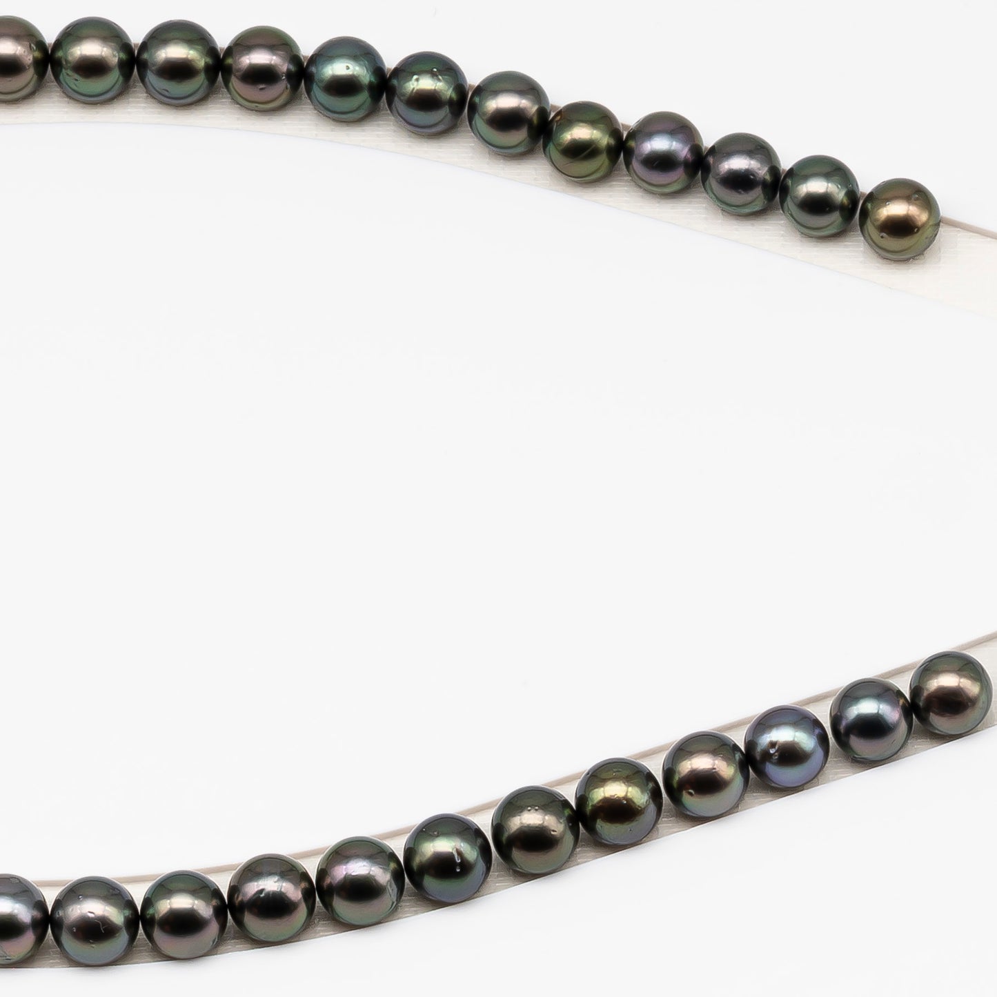 9-10mm Tahitian Pearl in Full Strand (No Hole) with Natural Color and High Luster, Temporarily Strung Pearl for Jewelry Making, SKU # 3388TH