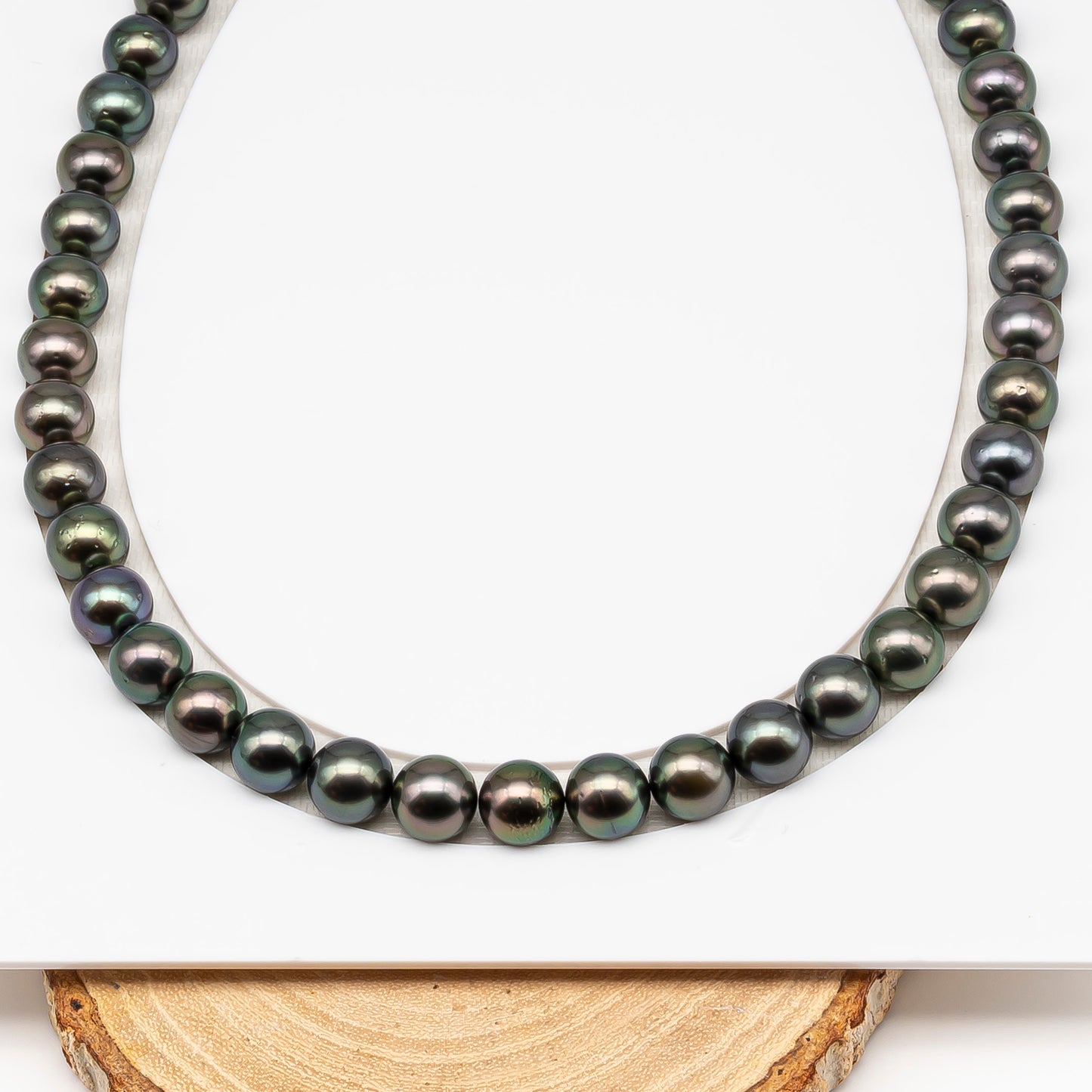 9-10mm Tahitian Pearl in Full Strand (No Hole) with Natural Color and High Luster, Temporarily Strung Pearl for Jewelry Making, SKU # 3388TH
