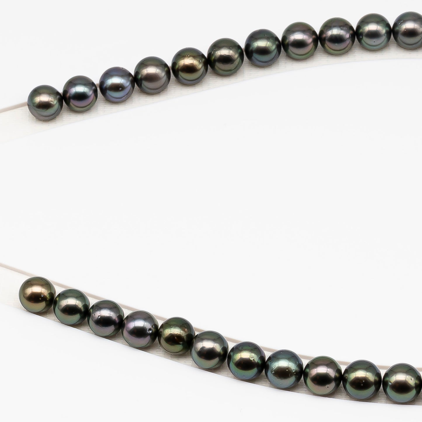 9-10mm Tahitian Pearl in Full Strand (No Hole) with Natural Color and High Luster, Temporarily Strung Pearl for Jewelry Making, SKU # 3388TH
