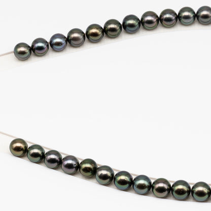 9-10mm Tahitian Pearl in Full Strand (No Hole) with Natural Color and High Luster, Temporarily Strung Pearl for Jewelry Making, SKU # 3388TH