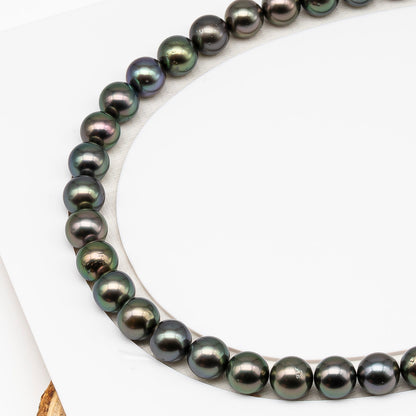 9-10mm Tahitian Pearl in Full Strand (No Hole) with Natural Color and High Luster, Temporarily Strung Pearl for Jewelry Making, SKU # 3388TH