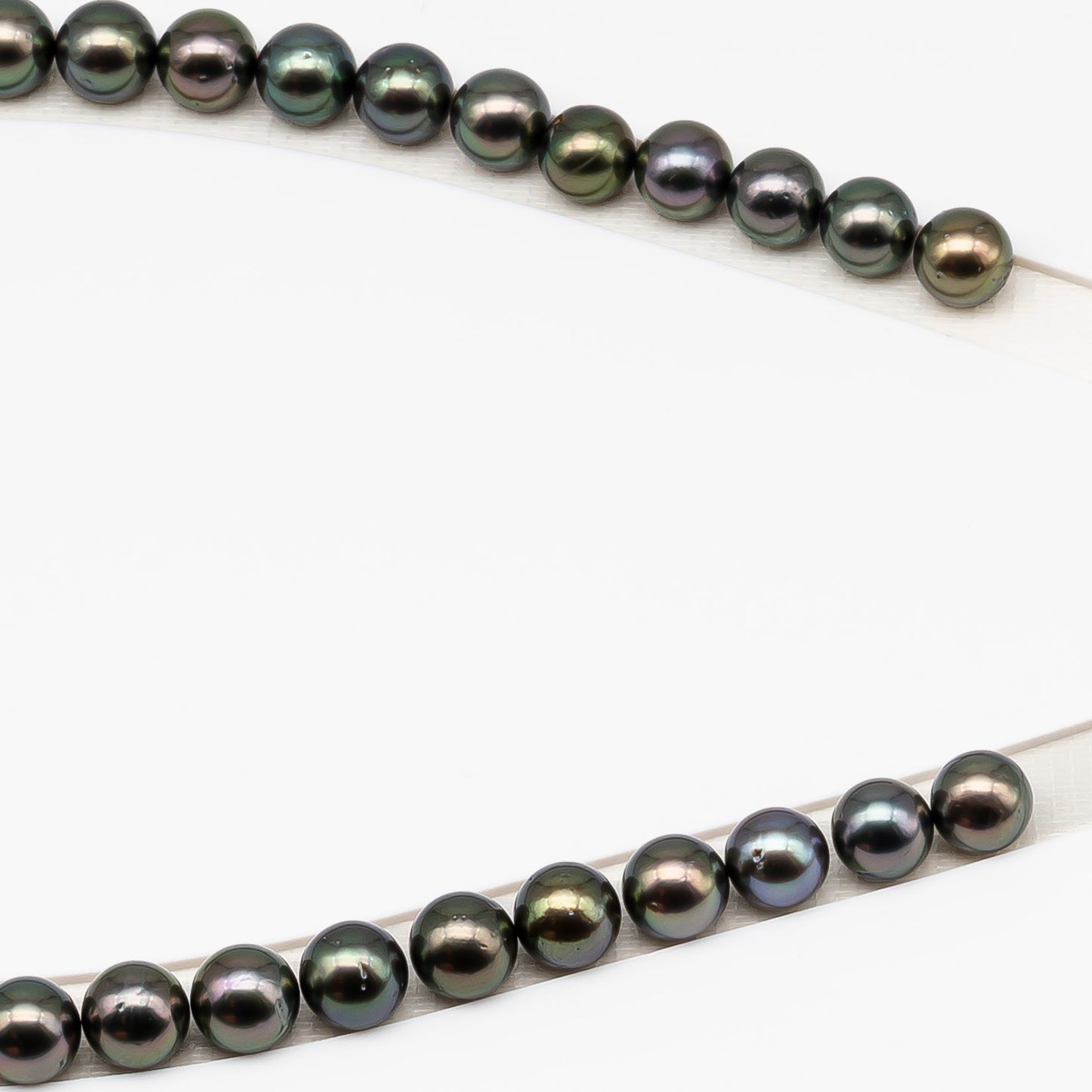 9-10mm Tahitian Pearl in Full Strand (No Hole) with Natural Color and High Luster, Temporarily Strung Pearl for Jewelry Making, SKU # 3388TH