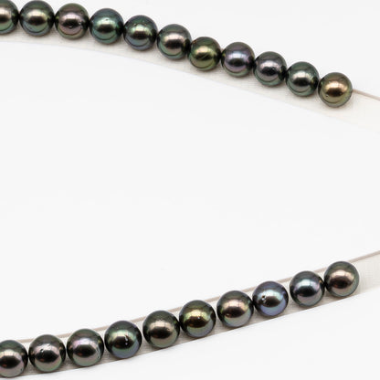 9-10mm Tahitian Pearl in Full Strand (No Hole) with Natural Color and High Luster, Temporarily Strung Pearl for Jewelry Making, SKU # 3388TH